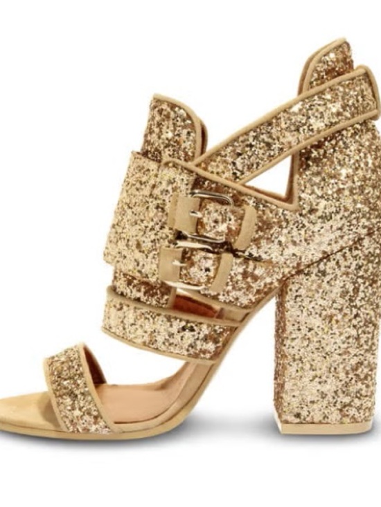Givenchy Shoes - Givenchy Victoria Gold Glitter Biker Sandal